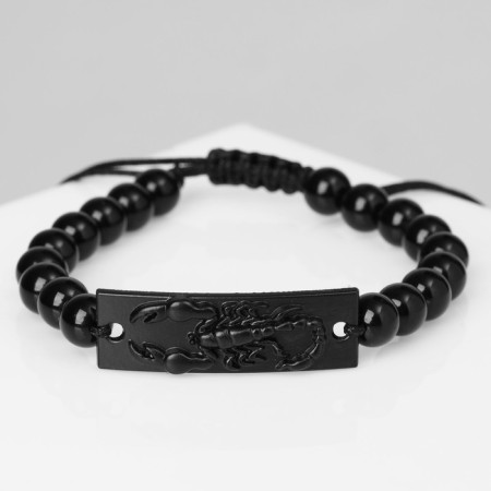 Bracelet Unisex "Shambhala" Scorpio, black color with ferrous metal, ball No. 8, d = 7 cm