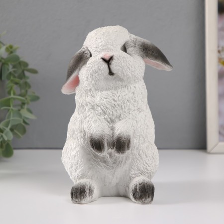 The piggy bank "Rabbit No. 4 is white with black tips" height 17.5 cm, width 11.5 cm, length 11.5 cm.-1