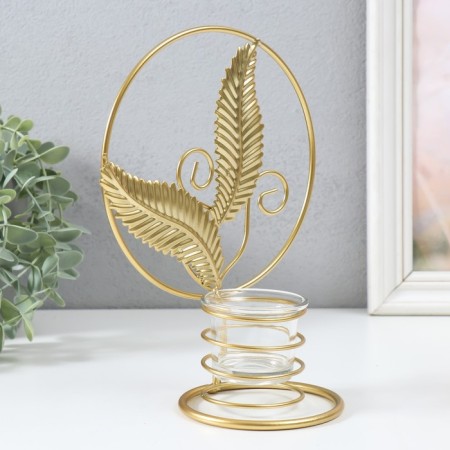 Summary Metal for 1 candle "Golden leaves in a circle" d = 4.5 cm gold 16x9.5x21 cm-2