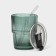 A glass glass with a lid and a pipe "Wine Verde", 350 ml, green color