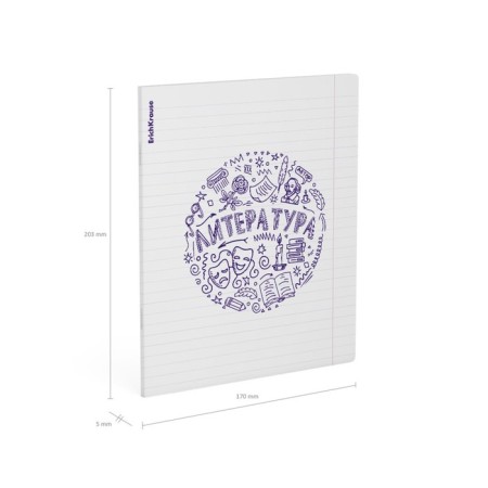 Subject notebook, 48 sheets, ruler, literature Erichkrause "Chaos", plastic cover silk-screen covers, Bloc Offset 100%, info-block-4