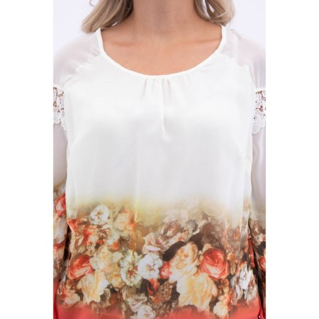 Female blouse, size 52, white color, coral-1
