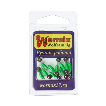 Mormyshka column with faceted ball "chameleon" (green), weight 0.8 g, size 2.5-1