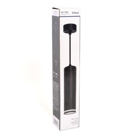 Ceiling light Feron ML1708, IP20, GU10, 35 W, 55x55x280 mm, black color black-4