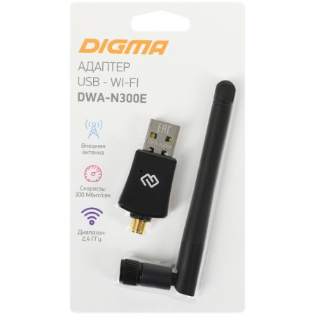 WIFI Digma DWA-N300E N300 USB 2.0 network adapter (Ant. Vnesh.) 1ant. (pack: 1pc)-7
