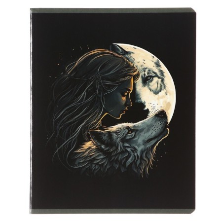 Notebook of 48 sheets in Calligrata Call "Girl with a Wolf", cover coated cardboard, twin-lak, block offset mix-5
