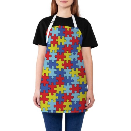 Apron kitchen with a photo print "Color Puzzles", adjustable, size OS