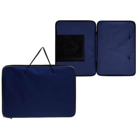 Folder for drawings and drawings A3, 470 x 340 x 20 mm with handles, textile, inner pocket "Creativity" Blue