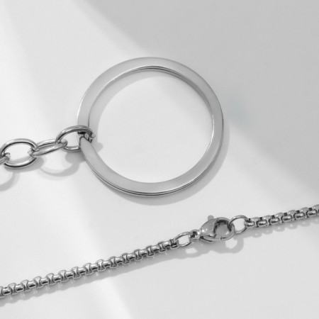 Set 2 objects: pendant, keychain "Tru Meng", color silver, 60 cm-2
