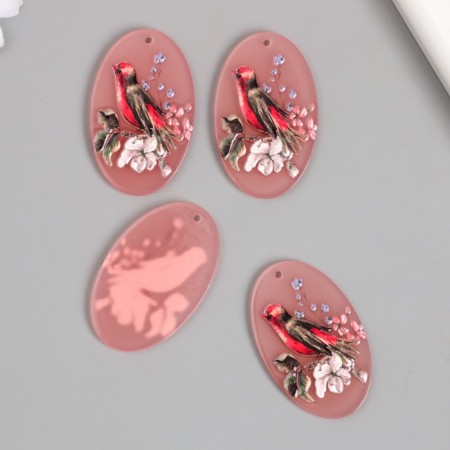 Acryl's work decor "Bird and Spring flowers" 0.2x2.5x3.9 cm-1