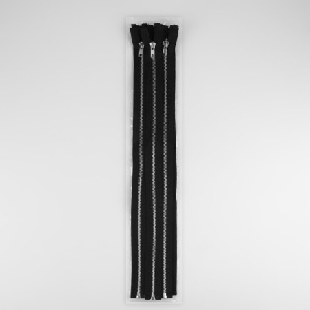 Metal zipper, No. 5, connective, automatic lock, 60 cm, black color/nickel-2