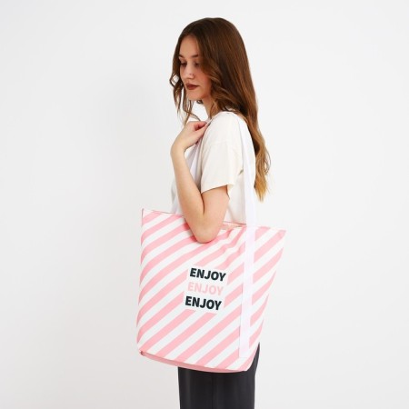 Women's beach bag "Enjoy", 39x32 cm, pink-10