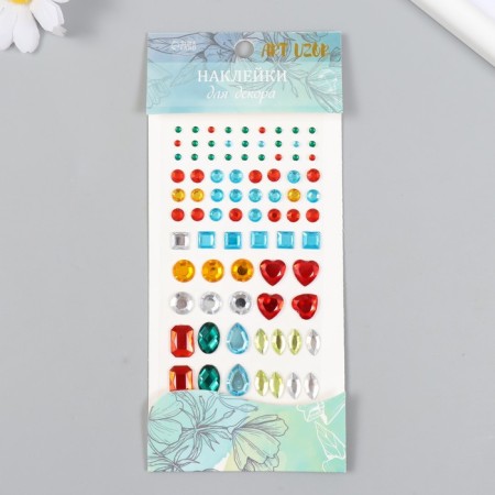 Sticker of rhinestones plastic "Gems" mix 19x8 cm-5
