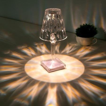 Table lamp 16862/1PR LED 0.8W 4000K USB AKB transparent 12x12x26 cm Risalux