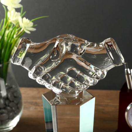 Souvenir Glass "Steel award - handshake" 26 cm-3