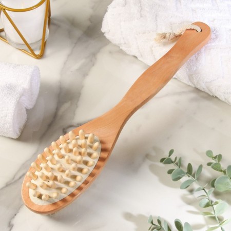 Brush massage bath made of natural bristles, with a handle, smooth-5