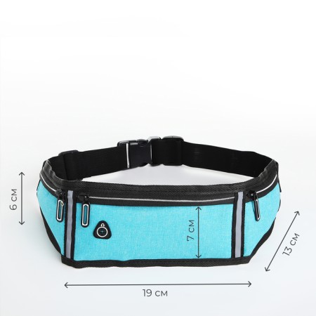 Lightning waist bag, 3 departments, blue color-1