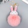 Fluffy on a ring with a carbine "Cute bunny with a blush" d = 8 cm