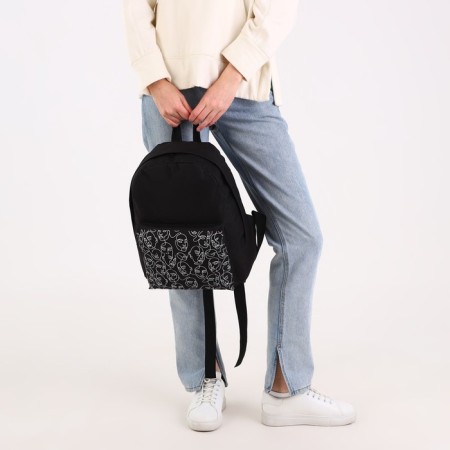 Backpack school youth One Line, 29x12x37 cm, lightning departure, external pocket, refinery, black-11
