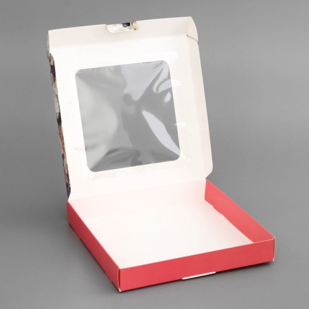 Box Gift team with a window, packaging, "Happy Moments", 19 x 19 x 3 cm-3