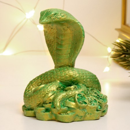 Figure "Cobra on money" Green with gilding, 8x5x5cm-1