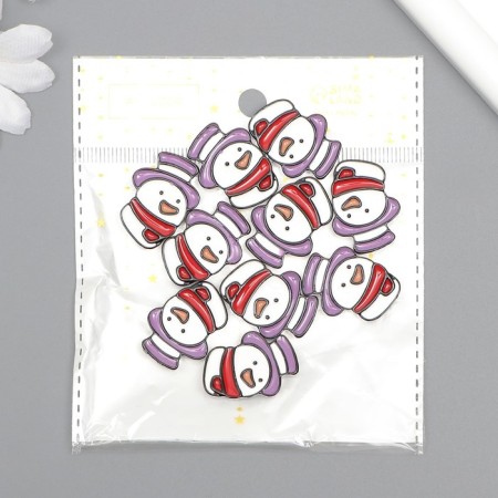 Decor for creativity plastic "Snowman in the purple hat" 2.8x2x0.5 cm-3