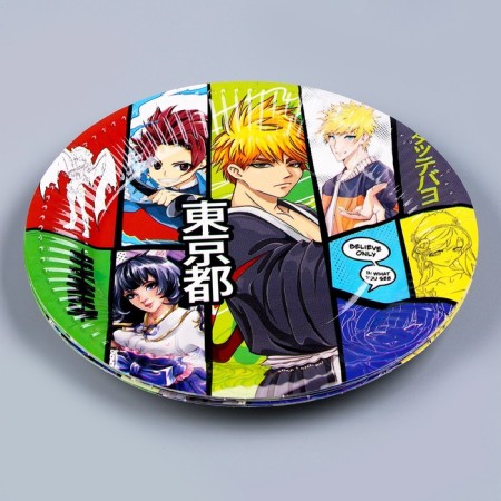A set of paper dishes is a disposable anime ”: 6 plates, 1 garland, 6 glasses-4