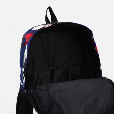A backpack with a zipper, external pocket, blue color-5