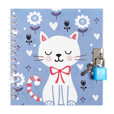 Gift notebook, 45 sheets, line, on the castle, on the crest, the cat white (13x13.5cm)