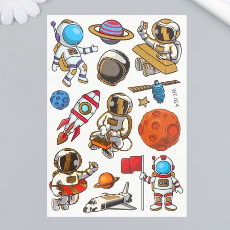 Tattoo on the body color "Space Hero" with gold 15x10.5 cm