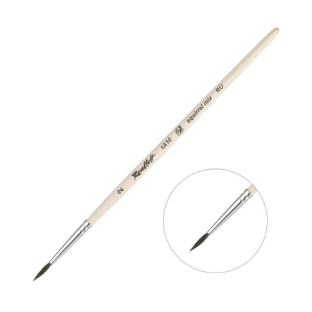 Brush from a mixture of protein round, ROUBLOFF series 1A10 No. 2, short handle is varnished