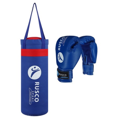 Boxing set for beginners Rusco Sport: bag + gloves, blue color (4 oz)
