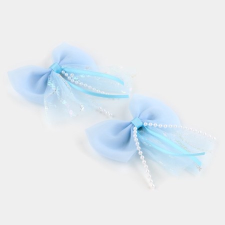 Hair hair clip, bow 7.5 cm, 2 pcs, cold heart-3