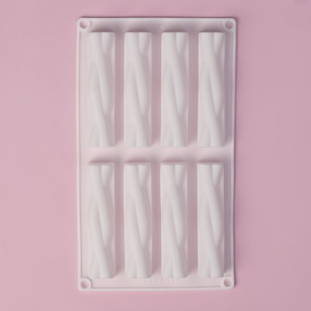 Baking uniform “Burns”, silicone, 28.5 × 16.5 × 2.3 cm, 8 cells (12 × 2.7 × 2.3 cm), white color-2