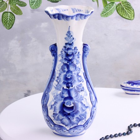 VAZ Gzhel "Katerina", white-blue, ceramics, 37 × 14 cm,-1