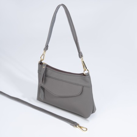 Bag Cross-Bodi with a zipper, gray color-2