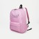 A backpack with a zipper, an outer pocket, a set of a chover, bag, pink color