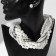 Set 2 objects: earrings, beads "pearl with rhinestones", white color, 40cm