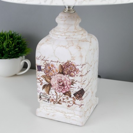 Lamp table ceramics "Bouquet with peonies" rectangular E14 220V 42x25x25 cm Risalux-3