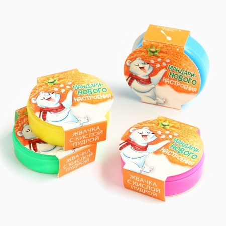 New Year! Chewing gum with sour powder "tangerine mood", 15 g-5