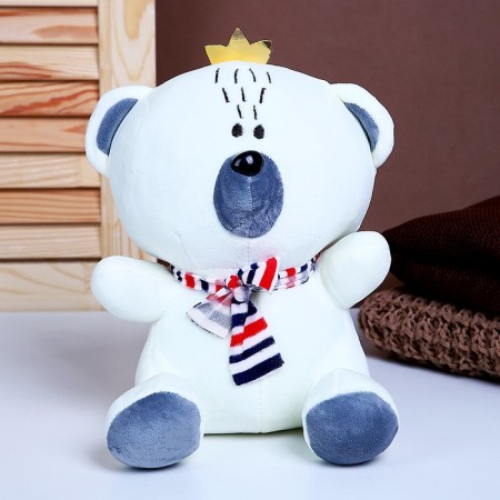 Soft toy "Bear with a crown", 26 cm, white color