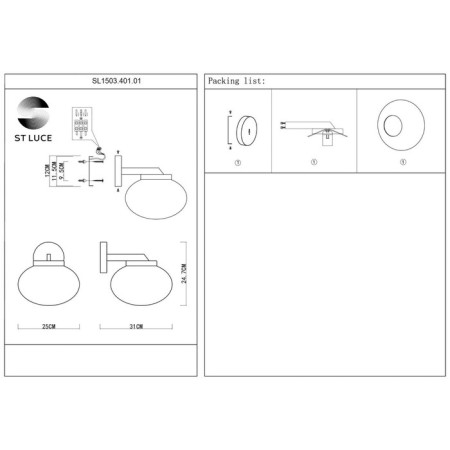 Sconces st. SL1503.401.01. Modica. 1x40 W, E27, 25x25 cm, black color-4