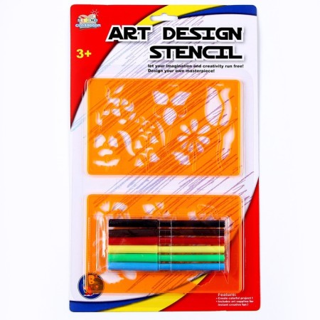 Stencils "Flowers", set 2 pcs., 6 pcs. Flomasters-1