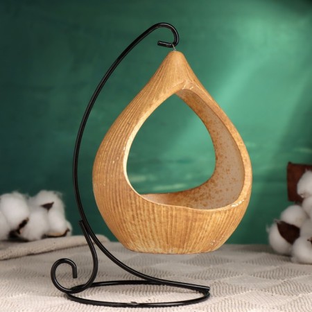 Pot on the stand "flashlight", beige, 10.5x15cm