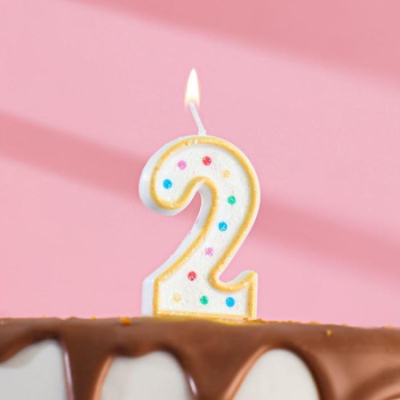 Candle for the Cake "Golsheki", the number "2", sequins, 7 cm, mix