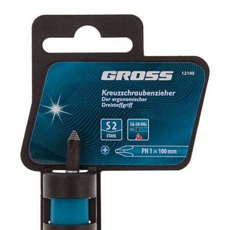 Screwdriver GROSS, PH1 x 100 mm, S2, three -component handle-3