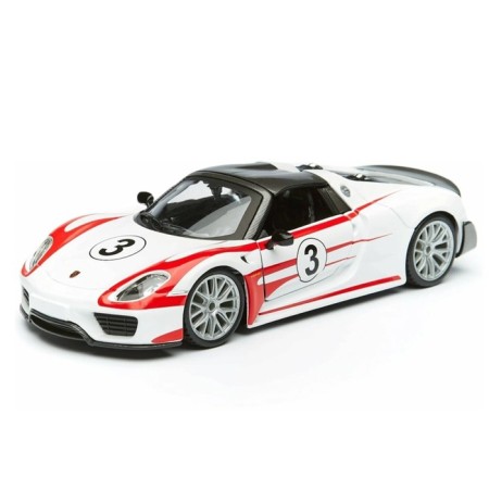 Racing machine BBURAGO Porsche 918 Weissach, Die-Cast, 1:24, white color