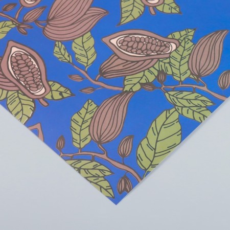 Scrapbooking paper "Cocoa on blue" density 180 g 30.5x32 cm-2