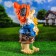 Garden figure "Dwarf with a dog" 23x22x46cm