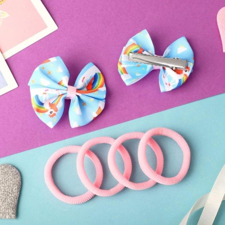 Hair set "Marta" (4 elastic bands, 2 clamps) rainbow, pink-blue-2